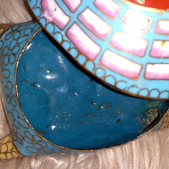 VTG. Cloisonne Turtle Trinket Box - Picture 8 of 11